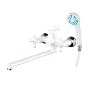 Смеситель для ванной Plamix Sirius-140 White (со шлангом и воронкой) (PM0637) №1