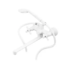 Смеситель для ванны Plamix Pablo -140 EURO SET White (со шлангом и воронкой) (PM0670) №1