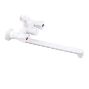 Смеситель для ванны Plamix Omega-140 Euro White (без шланга и воронки) (PM0648) №1