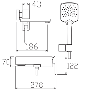 Змішувач для ванни з коротким виливом KOER KB-41009-05 (Колір чорний) (KR6018) №4