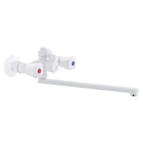 Смеситель для ванны Plamix Omega-140 White (без шланга и воронки) (PM0558) №1