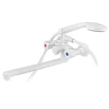 Смеситель для ванны PLAMIX OMEGA-140 EURO SET WHITE (со шлангом, лейкой и кронштейном) (MX9579)