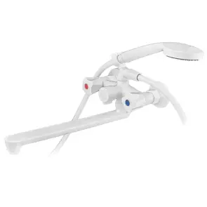 Смеситель для ванны PLAMIX OMEGA-140 EURO SET WHITE (со шлангом, лейкой и кронштейном) (MX9579) №1