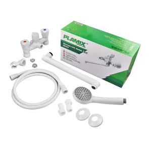 Смеситель для ванны PLAMIX OMEGA-140 EURO SET WHITE (со шлангом, лейкой и кронштейном) (MX9579) №5