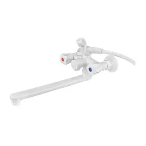Смеситель для ванны PLAMIX OMEGA-140 EURO SET WHITE (со шлангом, лейкой и кронштейном) (MX9579) №6