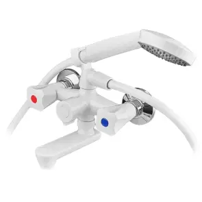 Смеситель для ванны PLAMIX OMEGA-142 EURO SET WHITE (со шлангом, воронкой и кронштейном) (MX9699) №1