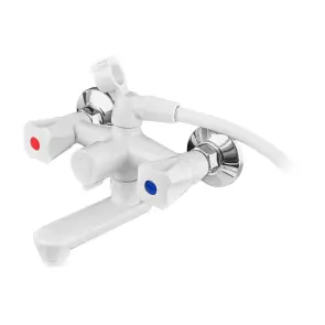 Смеситель для ванны PLAMIX OMEGA-142 EURO SET WHITE (со шлангом, воронкой и кронштейном) (MX9699) №2