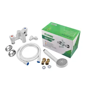 Смеситель для ванны PLAMIX OMEGA-142 EURO SET WHITE (со шлангом, воронкой и кронштейном) (MX9699) №5