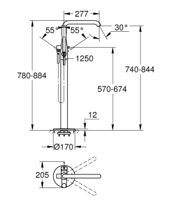 Смеситель для ванны напольный Grohe Essence 25248KF1 (черный матовый) (25248KF1) №2