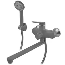 Смеситель для ванны Plamix Lucas-006 Euro SET Graphite (со шлангом, воронкой и кронш.) (Цвет графит) (PM6101)