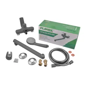 Смеситель для ванны Plamix Lucas-006 Euro SET Graphite (со шлангом, воронкой и кронш.) (Цвет графит) (PM6101) №5