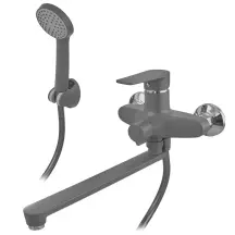 Смеситель для ванны Plamix Oscar-006 Euro SET Graphite (со шлангом, воронкой и кронш.) (Цвет графит) (PM6098)