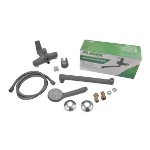 Смеситель для ванны Plamix Oscar-006 Euro SET Graphite (со шлангом, воронкой и кронш.) (Цвет графит) (PM6098) №4