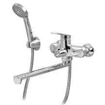 Смеситель для ванны Plamix Lucas-006 EURO SET Chrome (со шлангом, воронкой и кронштейном) (PM0710)