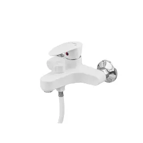 Смеситель для ванны Plamix CEZAR-009 EURO SET White, со шлангом, воронкой и кронштейном (PM0692) №6