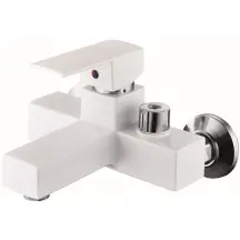 Смеситель для ванны Plamix Kubus-009 Euro Set White (со шлангом, воронкой и кронштейном) (PM0752)