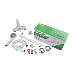Смеситель для ванны PLAMIX OSCAR-006 EURO SET WHITE (со шлангом, воронкой и кронштейном) (MX1895) №5
