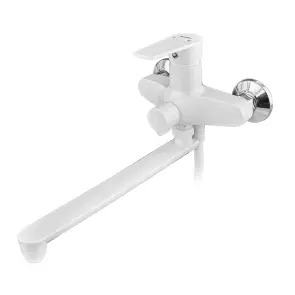 Смеситель для ванны PLAMIX OSCAR-006 EURO SET WHITE (со шлангом, воронкой и кронштейном) (MX1895) №6
