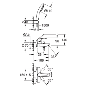 Набор смесителей для ванной Grohe Eurosmart (UA123302S0) №3