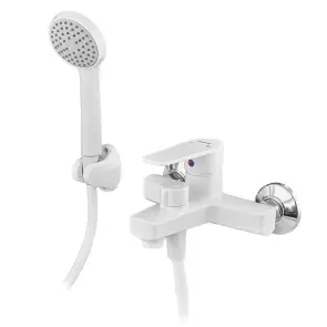 Смеситель для ванны PLAMIX OSCAR-009 EURO SET WHITE (со шлангом, воронкой и кронштейном) (PM0699) №1