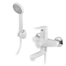 Змішувач для ванни PLAMIX OSCAR-008 EURO SET WHITE (зі шлангом, лійкою та кронштейном) (PM0698) купити в Україні