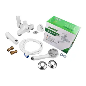 Змішувач для ванни PLAMIX OSCAR-008 EURO SET WHITE (зі шлангом, лійкою та кронштейном) (PM0698) №3