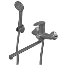 Змішувач для ванни Plamix CEZAR-006 EURO SET Graphite, зі шлангом, лійкою та кронштейном (PM0691) купити в Україні