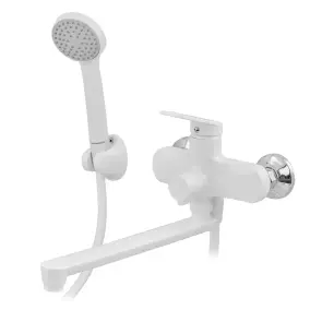 Смеситель для ванны Plamix Lucas-006 EURO SET White со шлангом, воронкой и кронштейном (PM0709) №1