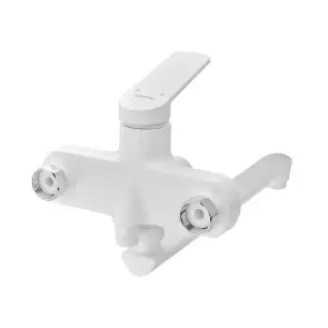 Смеситель для ванны Plamix Lucas-006 EURO SET White со шлангом, воронкой и кронштейном (PM0709) №2