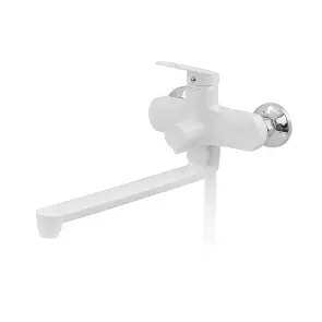 Смеситель для ванны Plamix Lucas-006 EURO SET White со шлангом, воронкой и кронштейном (PM0709) №4