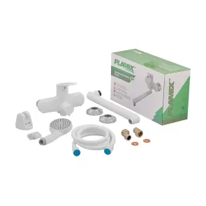 Смеситель для ванны Plamix Lucas-006 EURO SET White со шлангом, воронкой и кронштейном (PM0709) №5