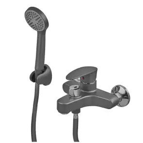 Смеситель для ванны Plamix CEZAR-009 EURO SET Graphite, со шлангом, воронкой и кронштейном (PM0694) №1