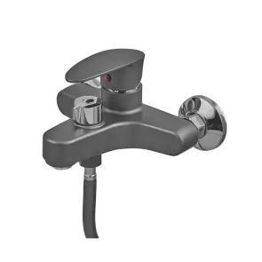 Смеситель для ванны Plamix CEZAR-009 EURO SET Graphite, со шлангом, воронкой и кронштейном (PM0694) №6