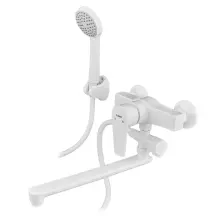 Смеситель для ванны PLAMIX OSCAR-006 SET WHITE (со шлангом, воронкой и кронштейном) (PM0703)