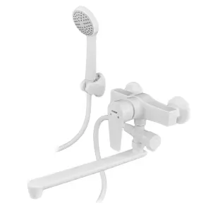 Смеситель для ванны PLAMIX OSCAR-006 SET WHITE (со шлангом, воронкой и кронштейном) (PM0703) №1
