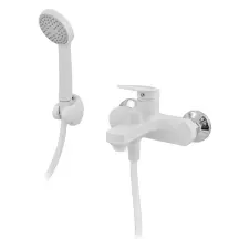 Змішувач для ванни Plamix Lucas-009 EURO SET White з шлангом, лійкою та кронштейном (PM0708) купити