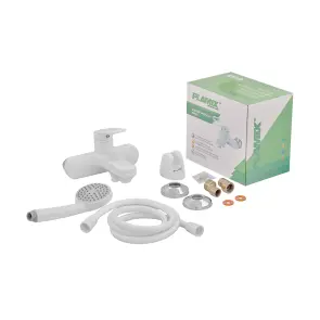 Змішувач для ванни Plamix Lucas-009 EURO SET White з шлангом, лійкою та кронштейном (PM0708) №3