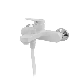 Змішувач для ванни Plamix Lucas-009 EURO SET White з шлангом, лійкою та кронштейном (PM0708) №4