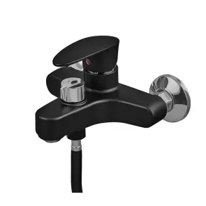 Змішувач для ванни Plamix CEZAR-009 EURO SET Matte black, зі шлангом, лійкою та кронштейном (PM0693) №6