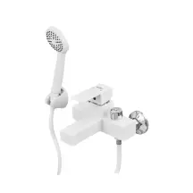 Змішувач для ванни Plamix Kubus-009 EURO SET White (з шлангом, лійкою та кронштейном) (PM0673) в магазині TVOE