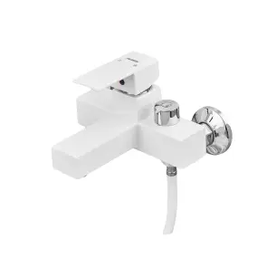 Змішувач для ванни Plamix Kubus-009 EURO SET White (з шлангом, лійкою та кронштейном) (PM0673) №3