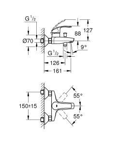 Набір зміш. для ванни 3в1 з New Tempesta 100 Grohe Eurosmart 123246MOL (123246MOL) №9
