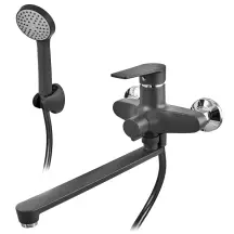 Смеситель для ванны PLAMIX OSCAR-006 EURO SET BLACK (со шлангом, воронкой и кронштейном) (MX1896)