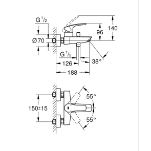 Набiр змiшувачiв Grohe Eurosmart 4 в 1 для ванни та кухні (UA123248M3) №12