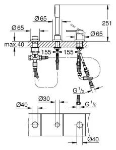 Змішувач для ванни Grohe Essence на 3 отвори (19976001) №2