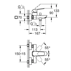 Набір для ванни 2в1 Grohe Tempesta Cube (BF101813TC) №2