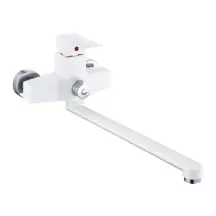 Смеситель для ванны Plamix Kubus-006 Euro Set White (со шлангом, воронкой и кронштейном) (PM0738)