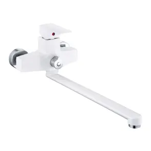 Смеситель для ванны Plamix Kubus-006 Euro Set White (со шлангом, воронкой и кронштейном) (PM0738) №1