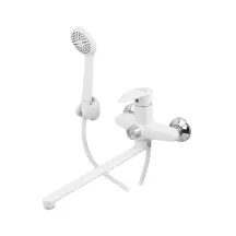 Смеситель для ванны Plamix Cezar-006 EURO SET White (со шлангом, воронкой и кронштейном) (PM0666)
