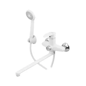 Смеситель для ванны Plamix Cezar-006 EURO SET White (со шлангом, воронкой и кронштейном) (PM0666) №1